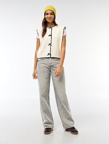 Camisola "Trompe-l'œil" com efeito de colete sem mangas