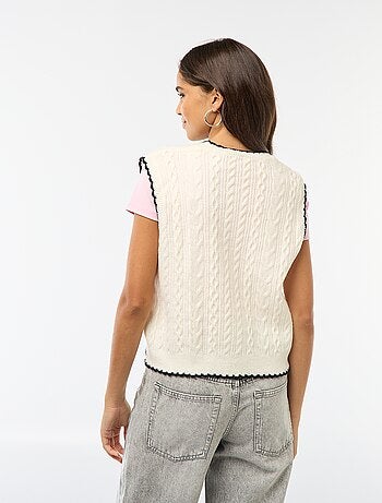 Camisola "Trompe-l'œil" com efeito de colete sem mangas