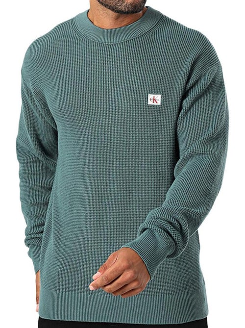 Camisola verde floresta calvin klein jeans waffle para homem - Kiabi Camisola verde floresta calvin klein jeans waffle para homem - Kiabi