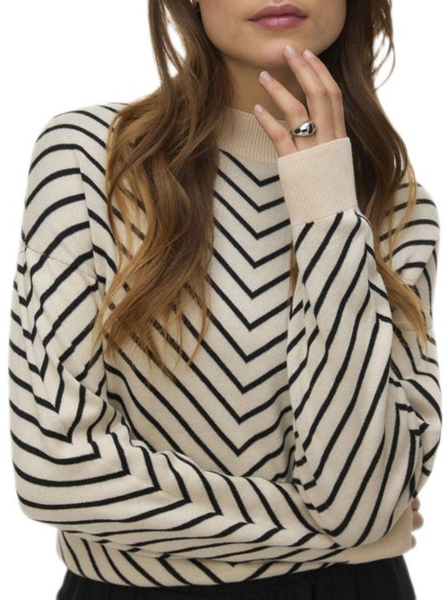 Camisola Vero Moda Capricorn Bege/Preta para Mulher - Kiabi