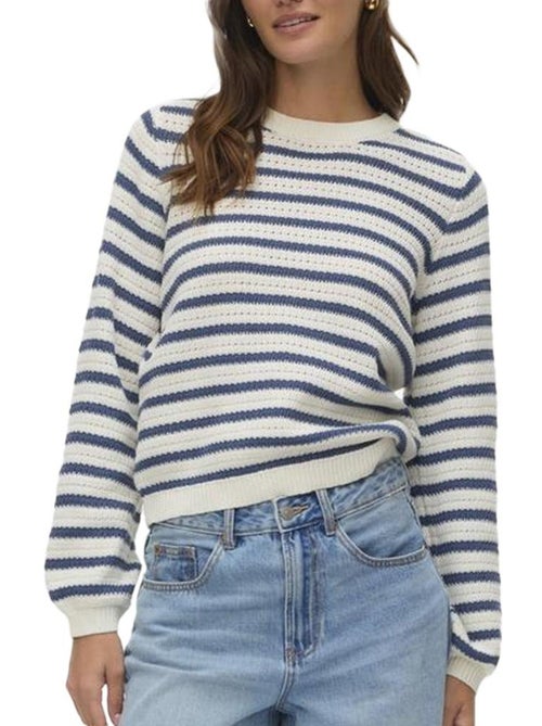 Camisola Vero Moda Gorgeous Branca e Azul-Marinho para Mulher - Kiabi Camisola Vero Moda Gorgeous Branca e Azul-Marinho para Mulher - Kiabi