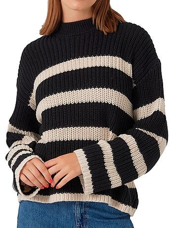 Camisola Vero Moda Hilda em Preto e Bege para Mulher