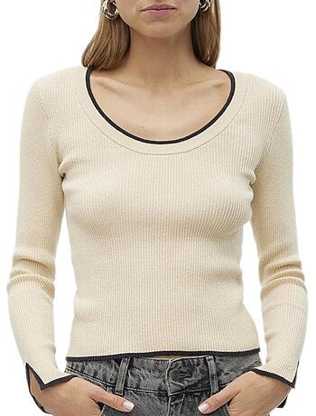 Camisola Vero Moda Joan Creme e Preta para Mulher