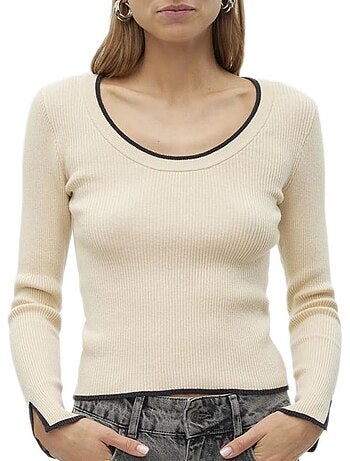 Camisola Vero Moda Joan Creme e Preta para Mulher
