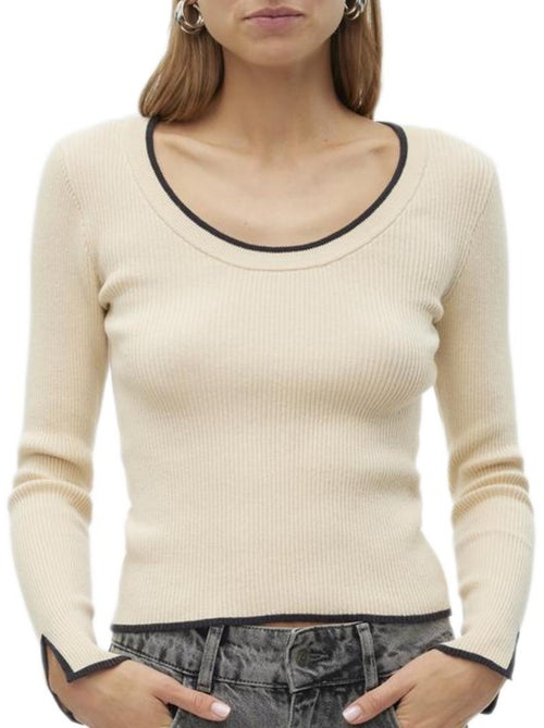 Camisola Vero Moda Joan Creme e Preta para Mulher - Kiabi