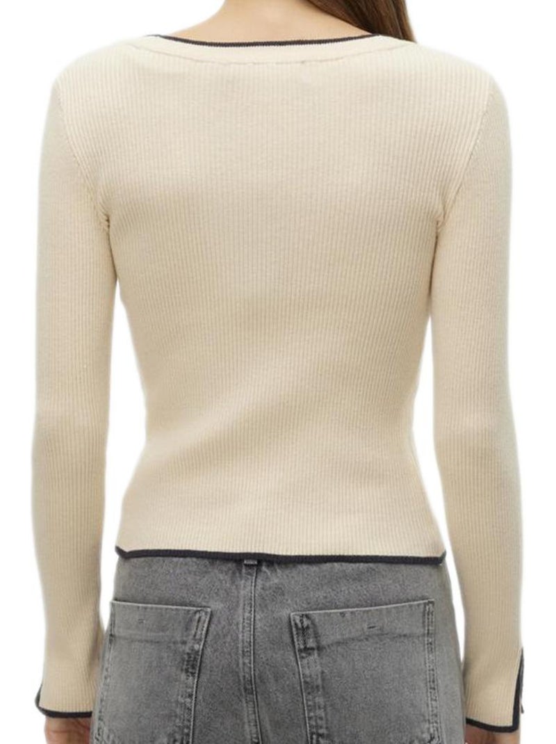 Camisola Vero Moda Joan Creme e Preta para Mulher Bege - Kiabi