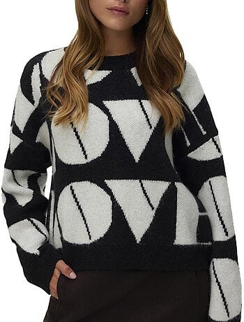 Camisola Vero Moda Love para Mulher - Preto/Cinzento