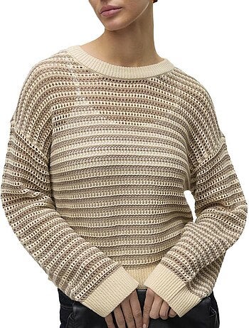 Camisola vero moda madera bege/castanha para mulher