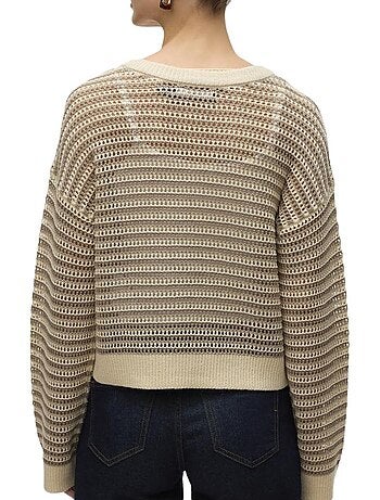 Camisola Vero Moda Madera Bege/Preta para Mulher