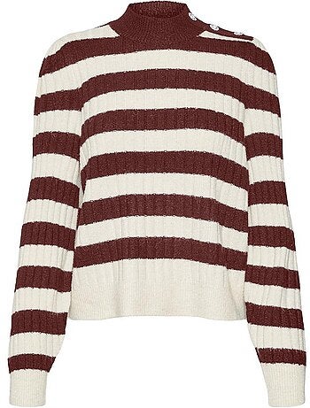Camisola Vero Moda Melya de Mulher com Riscas Bordeaux e Brancas