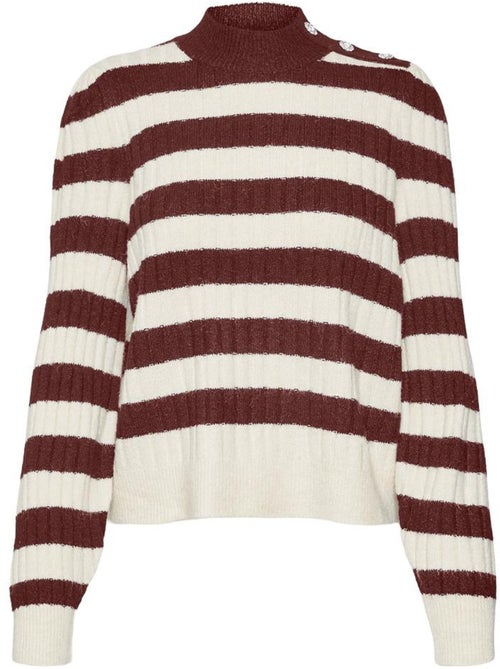 Camisola Vero Moda Melya de Mulher com Riscas Bordeaux e Brancas - Kiabi