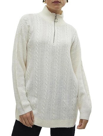Camisola vero moda mili com fecho 1/4 para mulher em preto