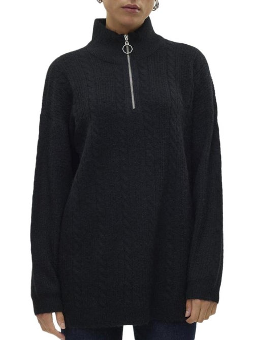 Camisola Vero Moda Mili com Fecho 1/4 para Mulher em Preto - Kiabi