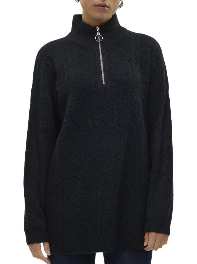 Camisola Vero Moda Mili com Fecho 1/4 para Mulher em Preto Preto - Kiabi