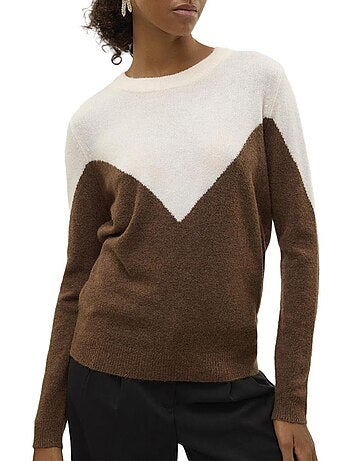 Camisola Vero Moda Plaza Castanha e Branca para Mulher