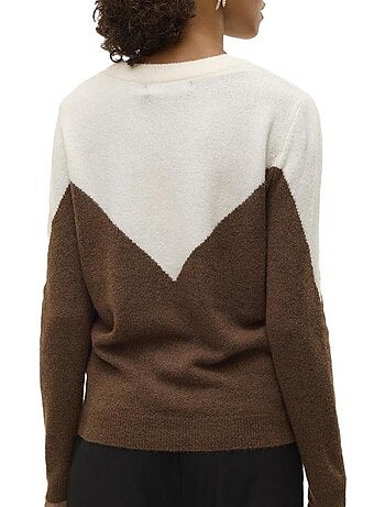 Camisola Vero Moda Plaza Castanha e Branca para Mulher