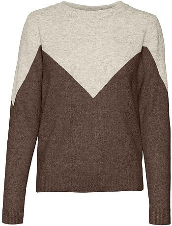 Camisola Vero Moda Plaza Castanha e Branca para Mulher