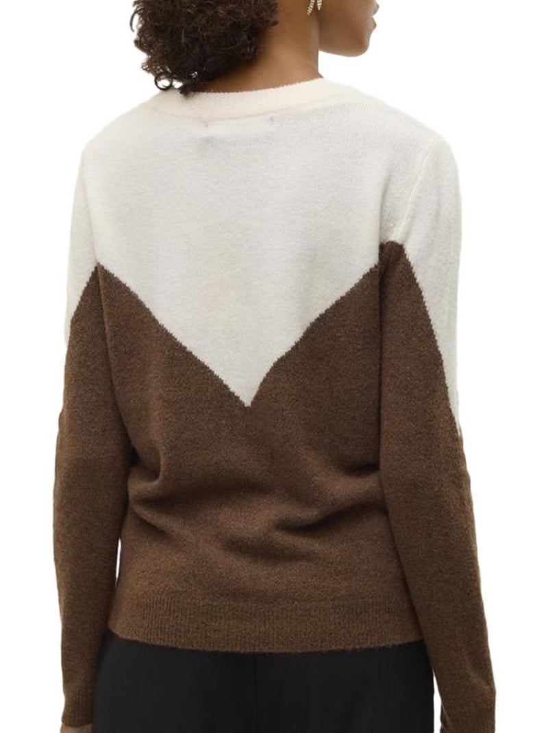 Camisola Vero Moda Plaza Castanha e Branca para Mulher Castanho-capuccino - Kiabi