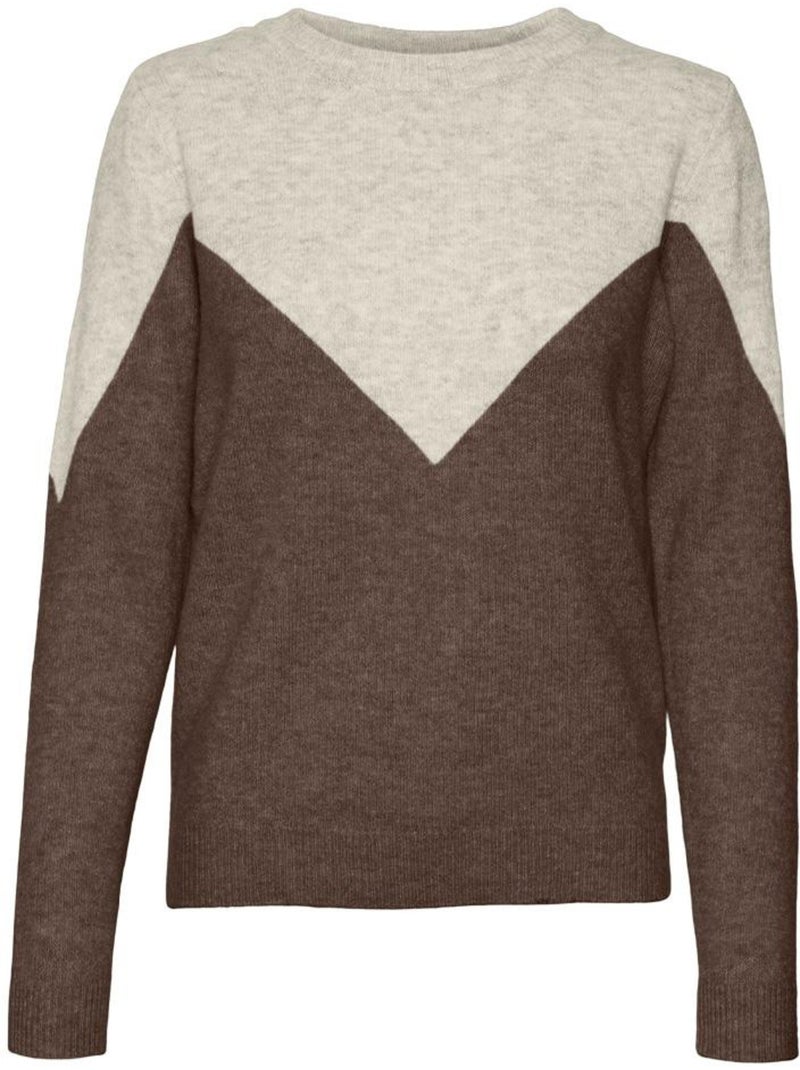 Camisola Vero Moda Plaza Castanha e Branca para Mulher Castanho-capuccino - Kiabi
