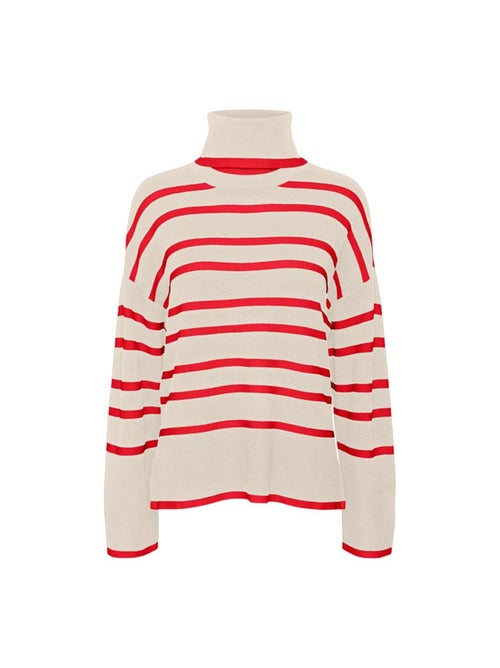 Camisola Vero Moda Saba Bege/Vermelha para Mulher - Kiabi Camisola Vero Moda Saba Bege/Vermelha para Mulher - Kiabi