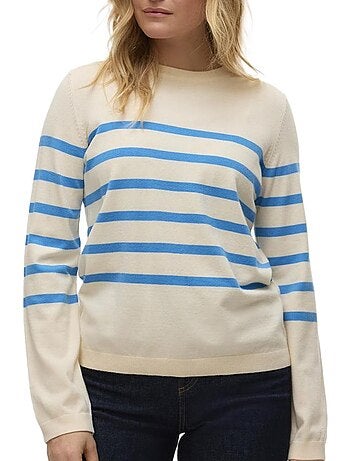 Camisola Vero Moda Saba para Mulher em Cru e Azul