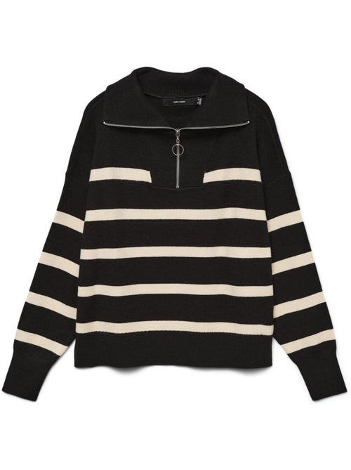 Camisola Vero Moda Saba para Mulher em Preto e Bege - Kiabi Camisola Vero Moda Saba para Mulher em Preto e Bege - Kiabi