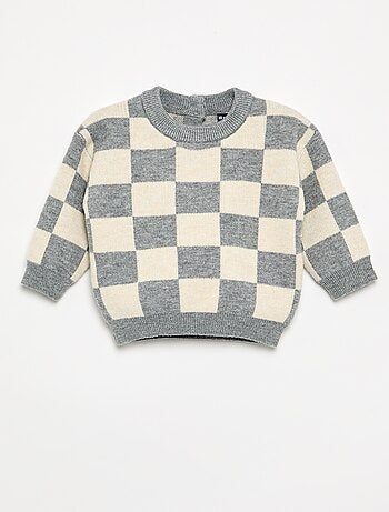 Camisola xadrez em malha grossa