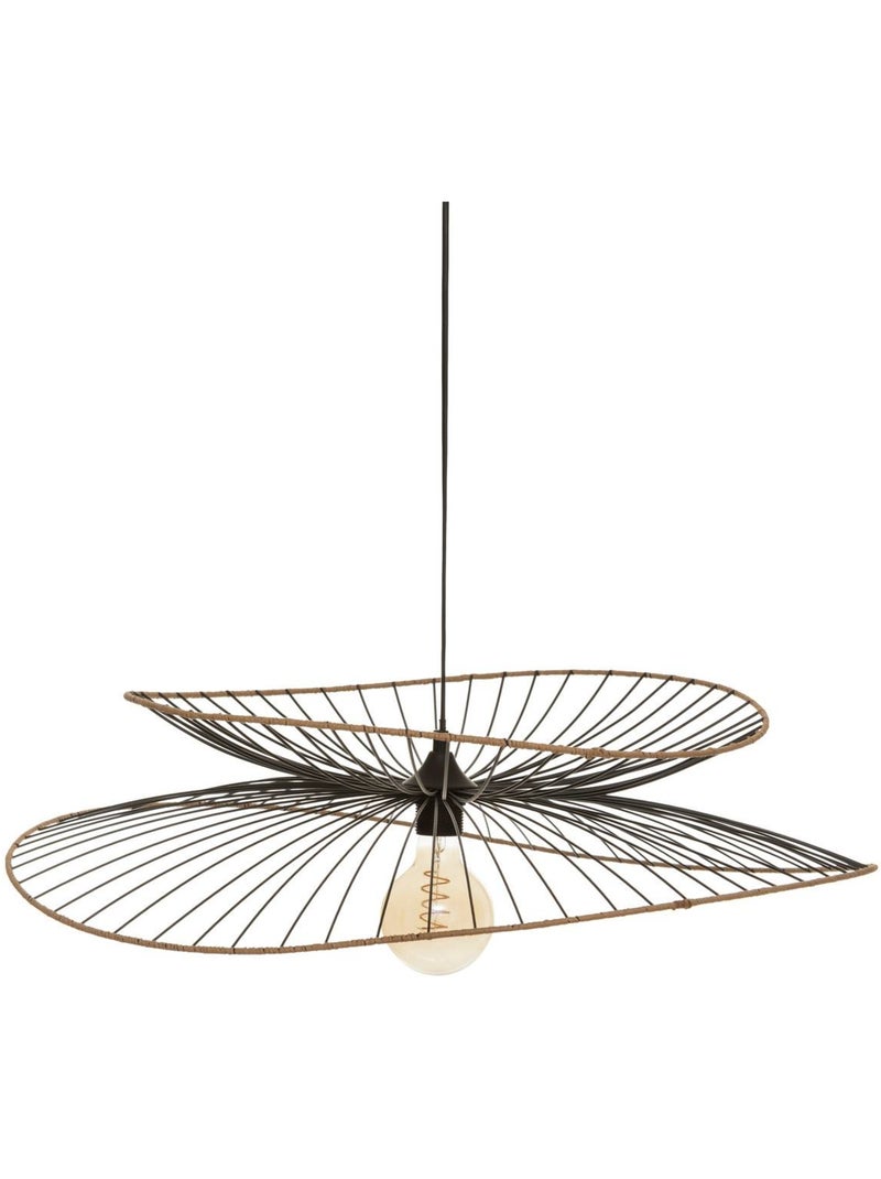 Candeeiro suspenso de design em metal e ráfia Preto - Kiabi