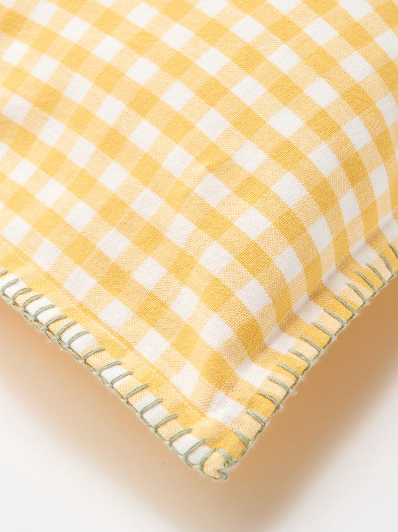 Capa de almofada bordada Amarelo - Kiabi