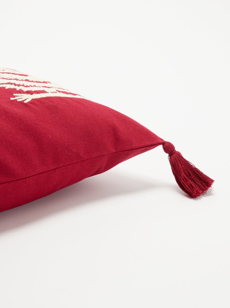Capa de almofada bordada para o Natal - KIABI Home Vermelho - Kiabi