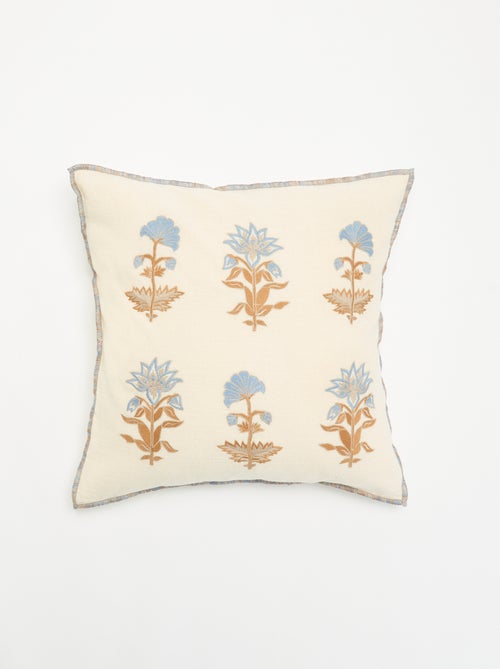 Capa de almofada com flores bordadas - Kiabi