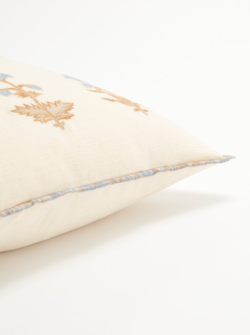 Capa de almofada com flores bordadas Bege - Kiabi