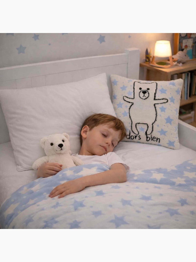 Capa de almofada em algodão biológico tricotado | sevira kids Ecru - Kiabi