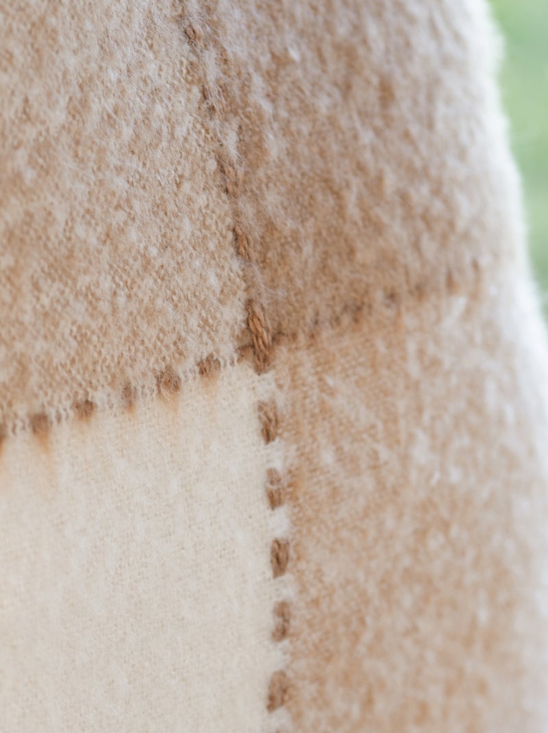 Capa de almofada em xadrez de mohair Bege - Kiabi