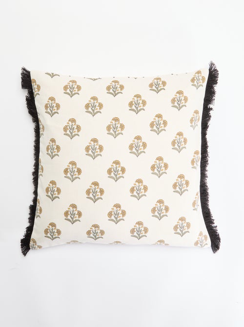 Capa de almofada estampada com franjas - Kiabi