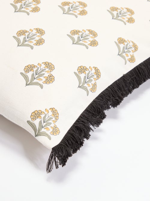 Capa de almofada estampada com franjas - Kiabi