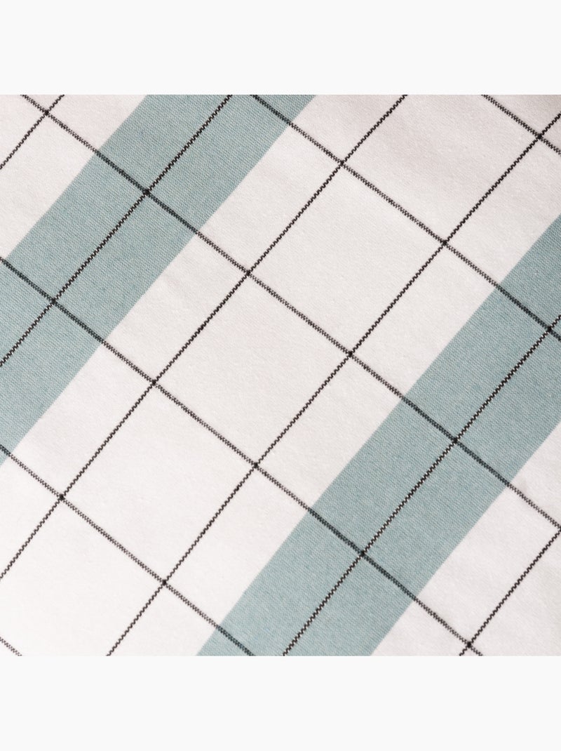 Capa de almofada quadrada às riscas com quadrados em relevo - Gamusi. Azul - Kiabi