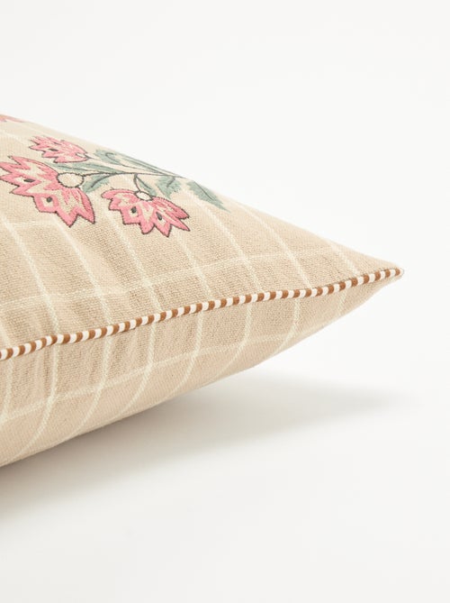 Capa de almofada quadrada com flores bordadas - Kiabi