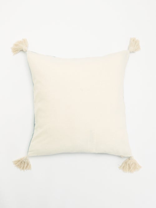 Capa de almofada quadrada com pompons - Kiabi