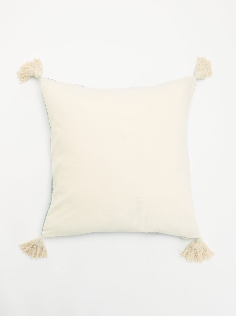 Capa de almofada quadrada com pompons Azul - Kiabi