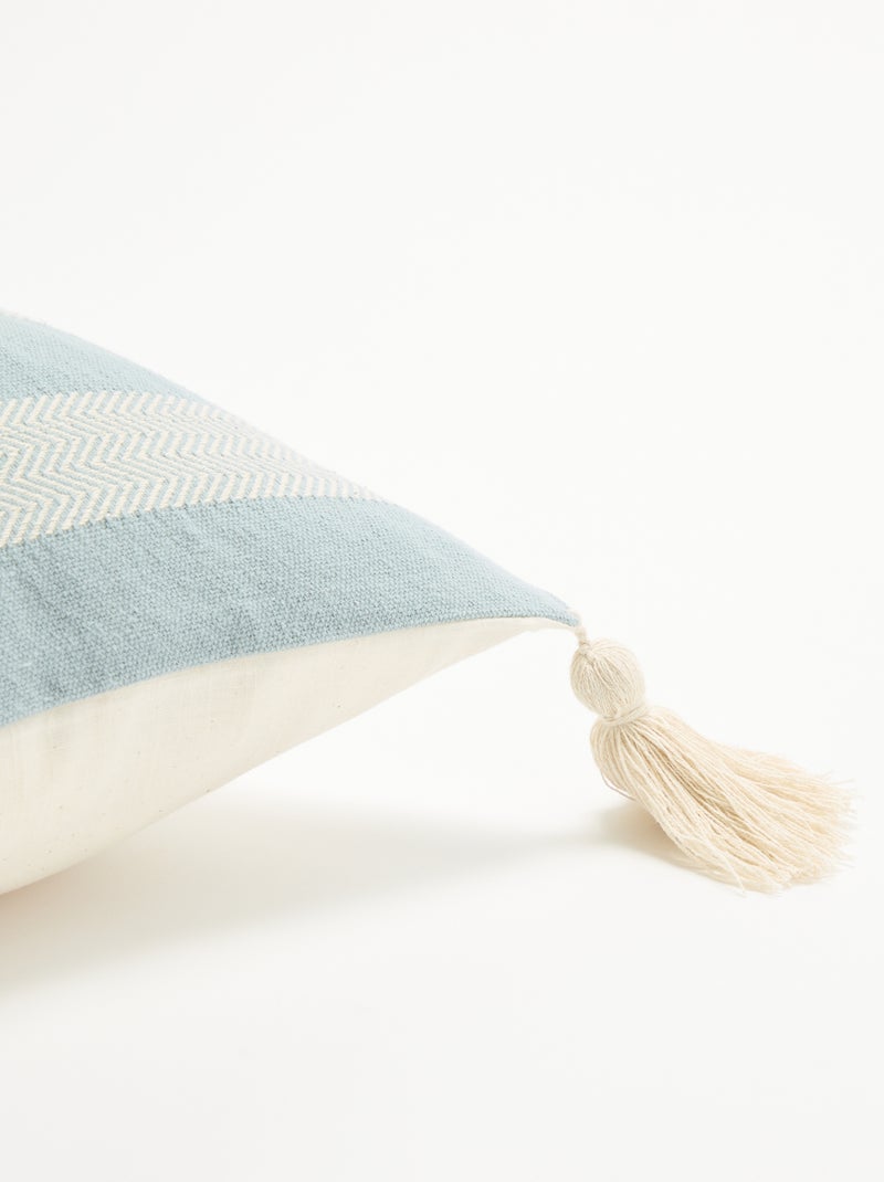 Capa de almofada quadrada com pompons Azul - Kiabi