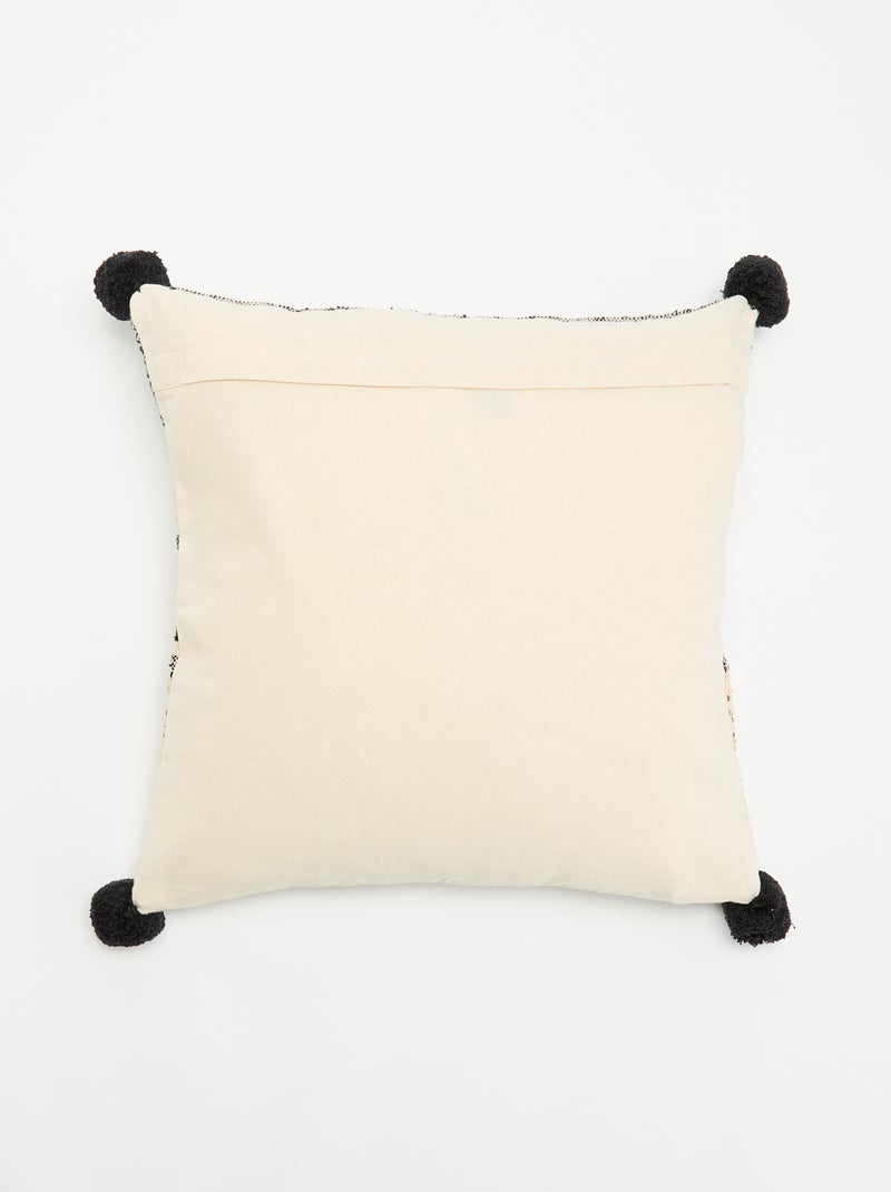 Capa de almofada quadrada com pompons Preto - Kiabi