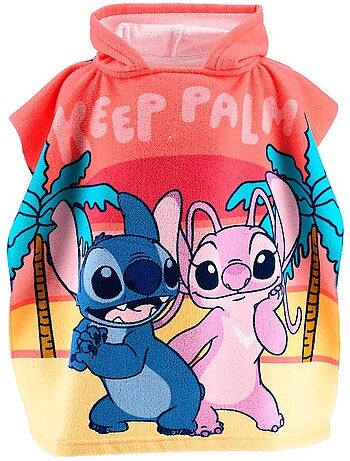 Capa de banho a capuz lilo & stitch rosa menina | licença oficial