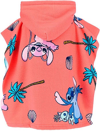 Capa de banho a capuz lilo & stitch rosa menina | licença oficial