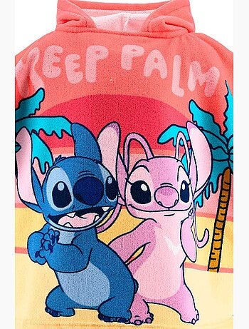 Capa de banho a capuz lilo & stitch rosa menina | licença oficial