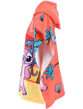 Capa de banho a capuz lilo & stitch rosa menina | licença oficial