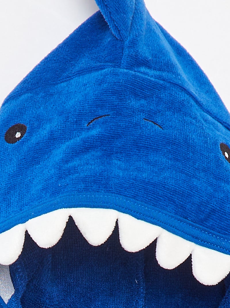Capa de banho com capuz em forma de tubarão AZUL - Kiabi