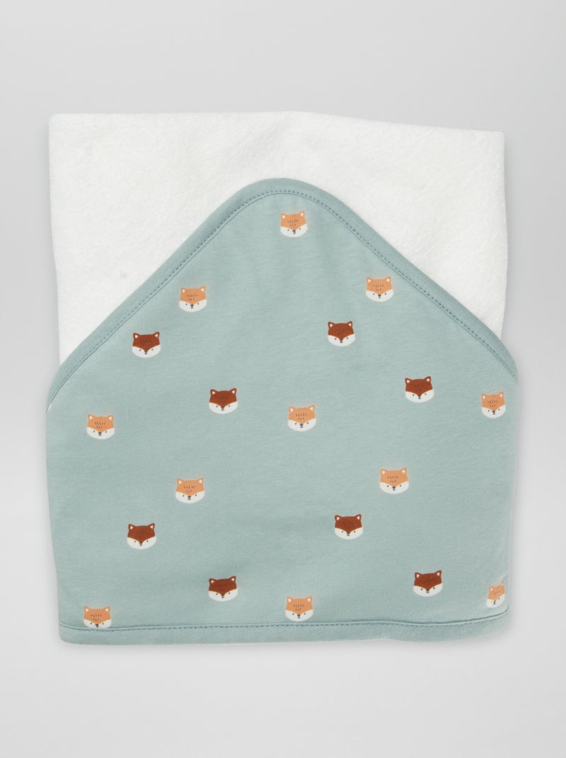 Capa de banho em felpa com capuz estampado AZUL - Kiabi