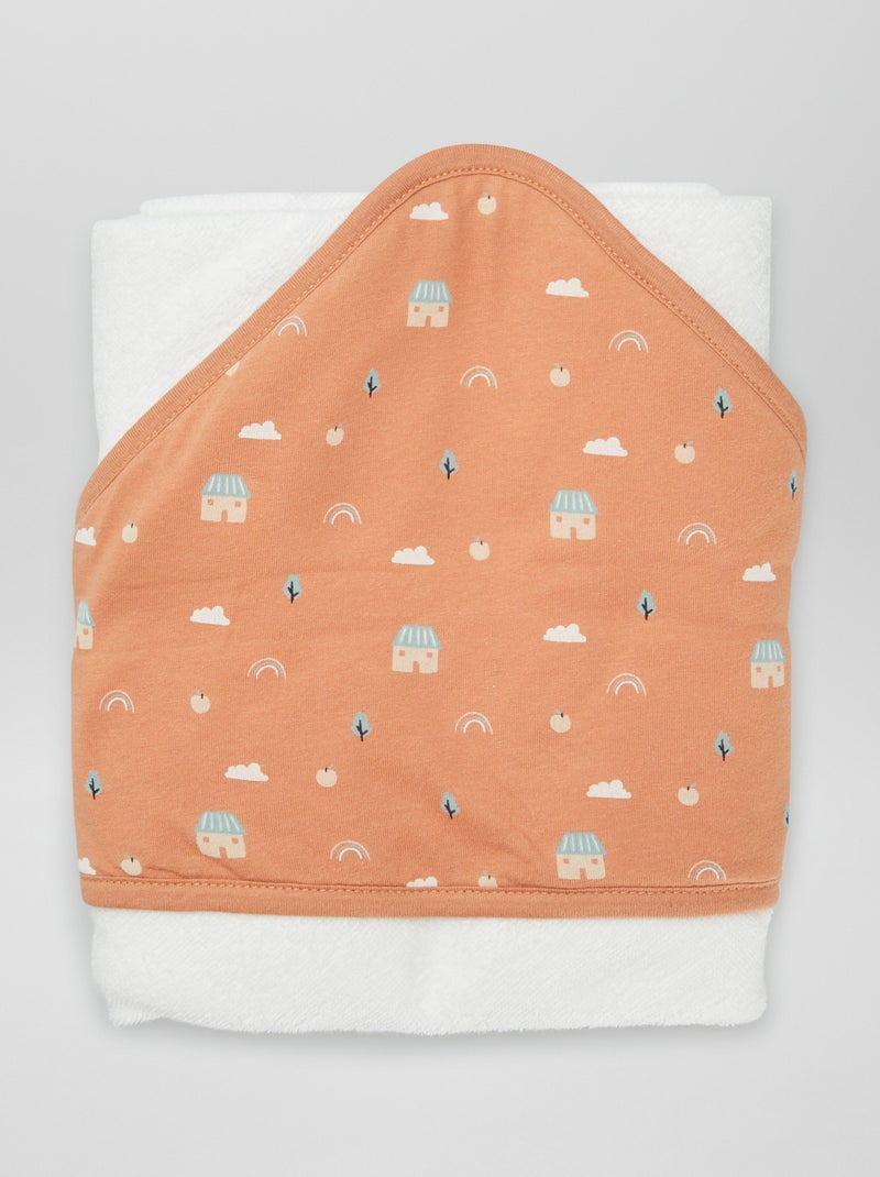 Capa de banho em felpa com capuz estampado CASTANHO - Kiabi