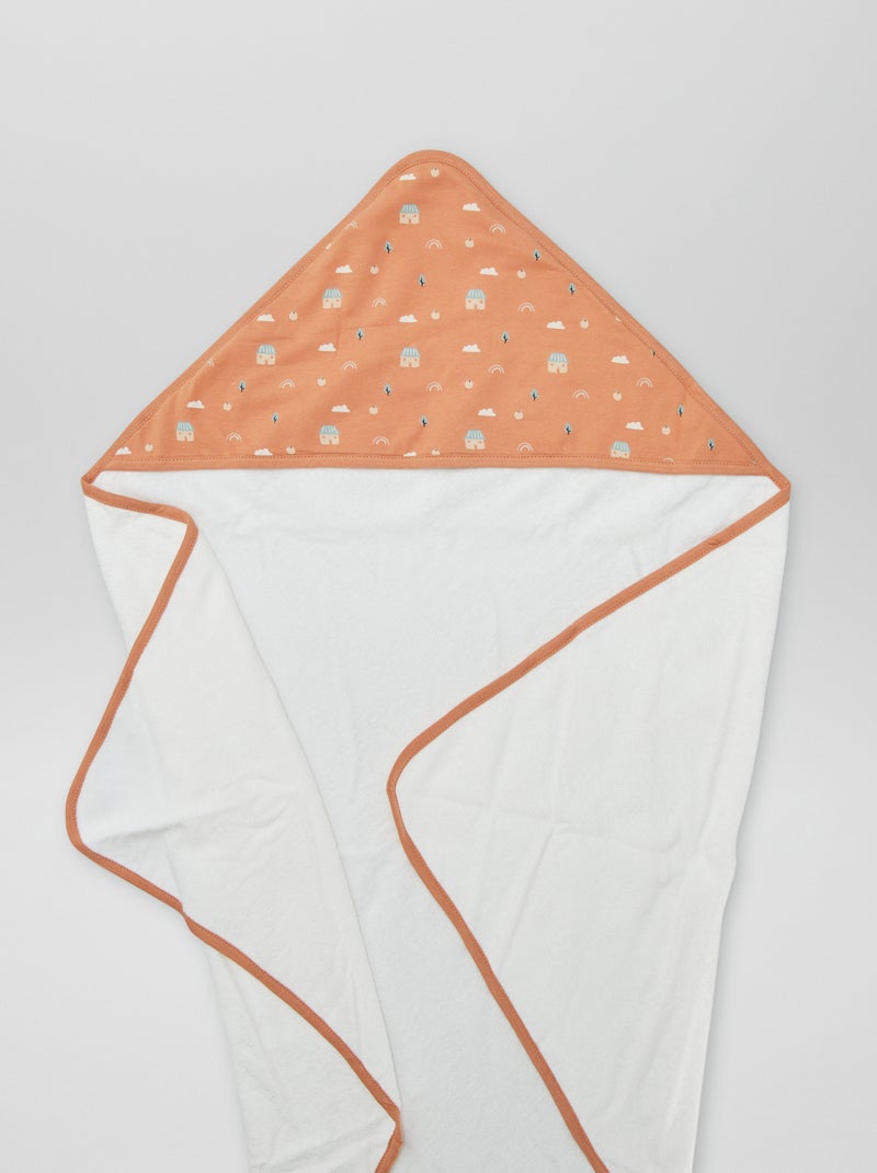Capa de banho em felpa com capuz estampado CASTANHO - Kiabi